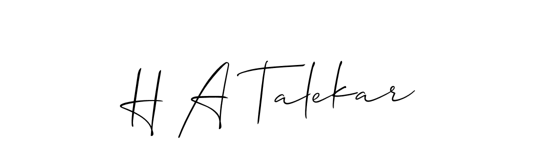 Use a signature maker to create a handwritten signature online. With this signature software, you can design (Allison_Script) your own signature for name H A Talekar. H A Talekar signature style 2 images and pictures png