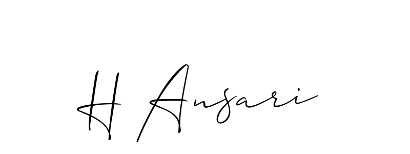 Also You can easily find your signature by using the search form. We will create H Ansari name handwritten signature images for you free of cost using Allison_Script sign style. H Ansari signature style 2 images and pictures png