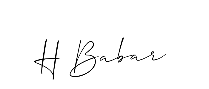 Also You can easily find your signature by using the search form. We will create H Babar name handwritten signature images for you free of cost using Allison_Script sign style. H Babar signature style 2 images and pictures png