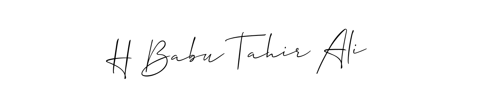 You should practise on your own different ways (Allison_Script) to write your name (H Babu Tahir Ali) in signature. don't let someone else do it for you. H Babu Tahir Ali signature style 2 images and pictures png