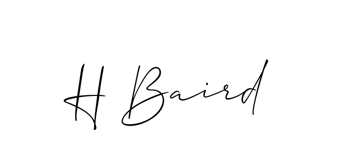 Design your own signature with our free online signature maker. With this signature software, you can create a handwritten (Allison_Script) signature for name H Baird. H Baird signature style 2 images and pictures png