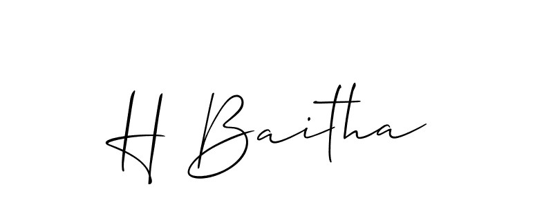 if you are searching for the best signature style for your name H Baitha. so please give up your signature search. here we have designed multiple signature styles  using Allison_Script. H Baitha signature style 2 images and pictures png