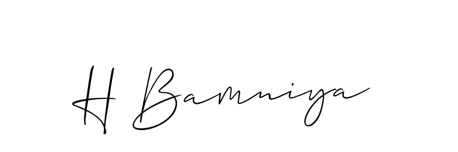 Design your own signature with our free online signature maker. With this signature software, you can create a handwritten (Allison_Script) signature for name H Bamniya. H Bamniya signature style 2 images and pictures png