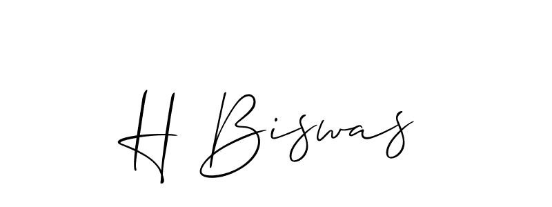 The best way (Allison_Script) to make a short signature is to pick only two or three words in your name. The name H Biswas include a total of six letters. For converting this name. H Biswas signature style 2 images and pictures png