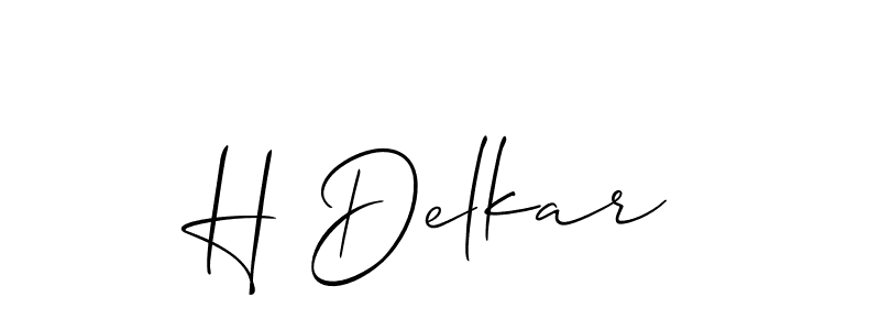 Also we have H Delkar name is the best signature style. Create professional handwritten signature collection using Allison_Script autograph style. H Delkar signature style 2 images and pictures png