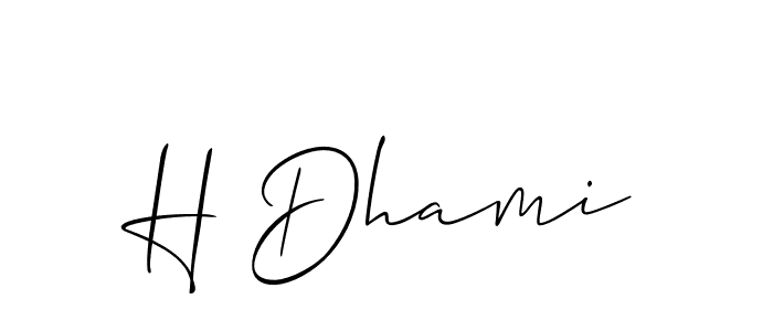 Design your own signature with our free online signature maker. With this signature software, you can create a handwritten (Allison_Script) signature for name H Dhami. H Dhami signature style 2 images and pictures png