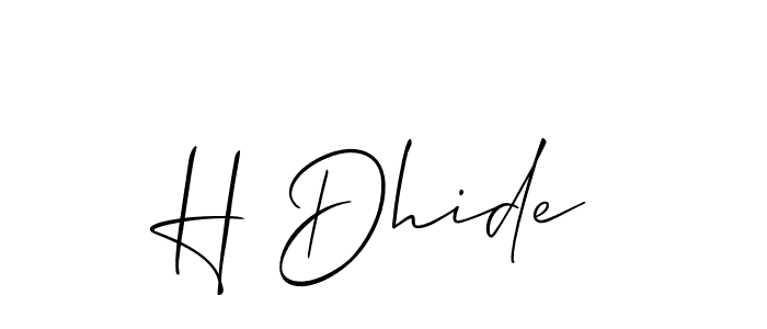 Use a signature maker to create a handwritten signature online. With this signature software, you can design (Allison_Script) your own signature for name H Dhide. H Dhide signature style 2 images and pictures png