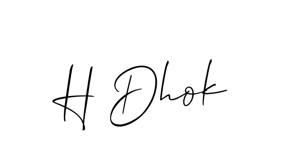 Make a beautiful signature design for name H Dhok. With this signature (Allison_Script) style, you can create a handwritten signature for free. H Dhok signature style 2 images and pictures png