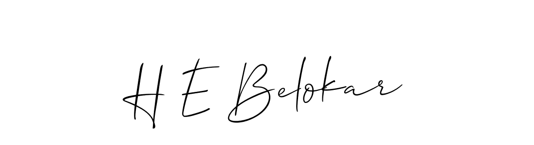 How to make H E Belokar name signature. Use Allison_Script style for creating short signs online. This is the latest handwritten sign. H E Belokar signature style 2 images and pictures png