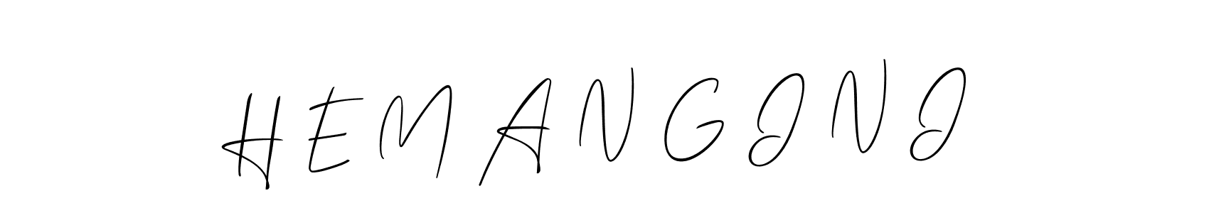 if you are searching for the best signature style for your name H E M A N G I N I. so please give up your signature search. here we have designed multiple signature styles  using Allison_Script. H E M A N G I N I signature style 2 images and pictures png