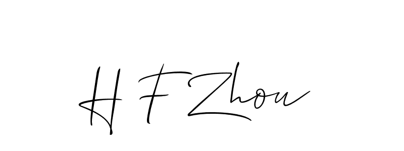 if you are searching for the best signature style for your name H F Zhou. so please give up your signature search. here we have designed multiple signature styles  using Allison_Script. H F Zhou signature style 2 images and pictures png