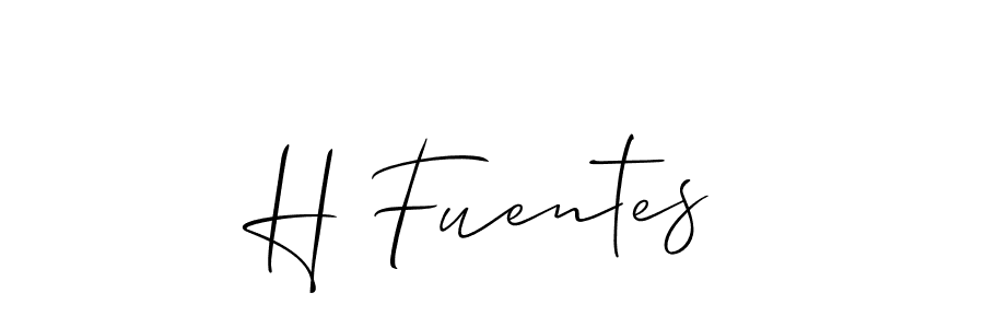 The best way (Allison_Script) to make a short signature is to pick only two or three words in your name. The name H Fuentes include a total of six letters. For converting this name. H Fuentes signature style 2 images and pictures png