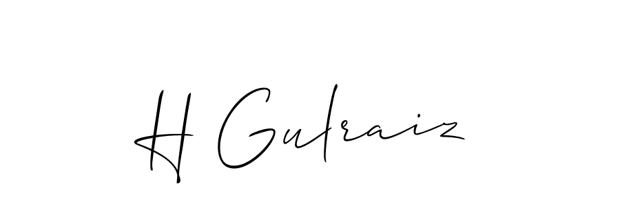 How to make H Gulraiz name signature. Use Allison_Script style for creating short signs online. This is the latest handwritten sign. H Gulraiz signature style 2 images and pictures png