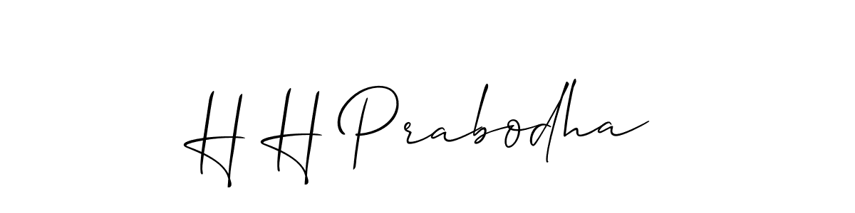 How to make H H Prabodha name signature. Use Allison_Script style for creating short signs online. This is the latest handwritten sign. H H Prabodha signature style 2 images and pictures png