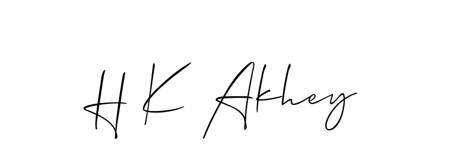 Allison_Script is a professional signature style that is perfect for those who want to add a touch of class to their signature. It is also a great choice for those who want to make their signature more unique. Get H K Akhey name to fancy signature for free. H K Akhey signature style 2 images and pictures png