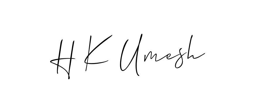 The best way (Allison_Script) to make a short signature is to pick only two or three words in your name. The name H K Umesh include a total of six letters. For converting this name. H K Umesh signature style 2 images and pictures png