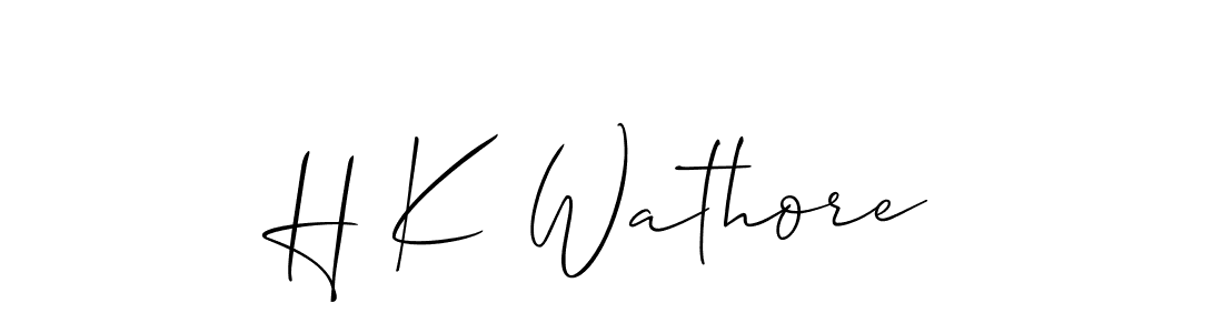 How to make H K Wathore name signature. Use Allison_Script style for creating short signs online. This is the latest handwritten sign. H K Wathore signature style 2 images and pictures png