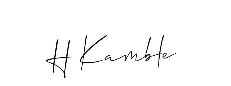 Use a signature maker to create a handwritten signature online. With this signature software, you can design (Allison_Script) your own signature for name H Kamble. H Kamble signature style 2 images and pictures png