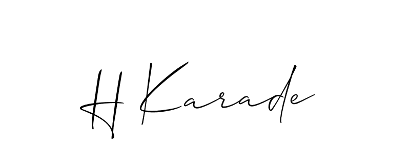 You should practise on your own different ways (Allison_Script) to write your name (H Karade) in signature. don't let someone else do it for you. H Karade signature style 2 images and pictures png