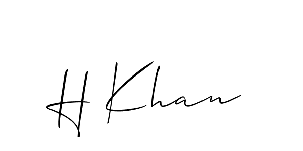 The best way (Allison_Script) to make a short signature is to pick only two or three words in your name. The name H Khan include a total of six letters. For converting this name. H Khan signature style 2 images and pictures png