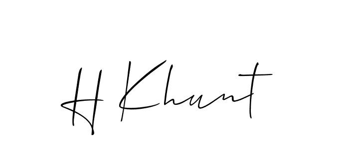 How to make H Khunt name signature. Use Allison_Script style for creating short signs online. This is the latest handwritten sign. H Khunt signature style 2 images and pictures png