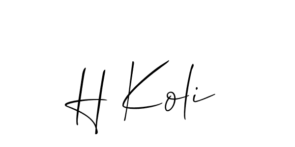 Allison_Script is a professional signature style that is perfect for those who want to add a touch of class to their signature. It is also a great choice for those who want to make their signature more unique. Get H Koli name to fancy signature for free. H Koli signature style 2 images and pictures png