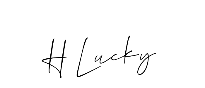 Also we have H Lucky name is the best signature style. Create professional handwritten signature collection using Allison_Script autograph style. H Lucky signature style 2 images and pictures png