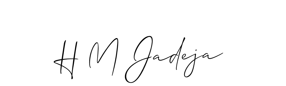 The best way (Allison_Script) to make a short signature is to pick only two or three words in your name. The name H M Jadeja include a total of six letters. For converting this name. H M Jadeja signature style 2 images and pictures png