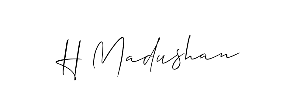Use a signature maker to create a handwritten signature online. With this signature software, you can design (Allison_Script) your own signature for name H Madushan. H Madushan signature style 2 images and pictures png