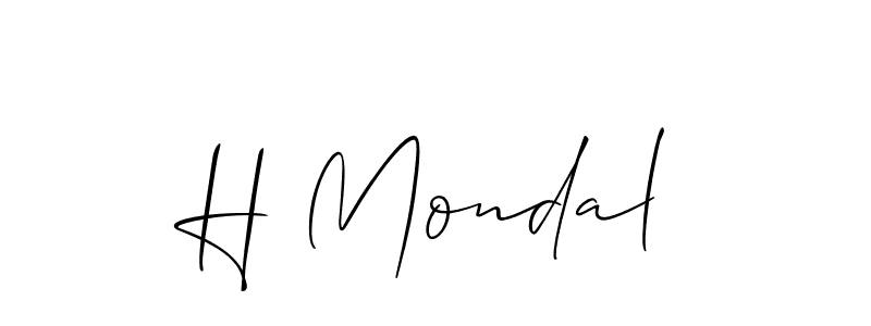 Use a signature maker to create a handwritten signature online. With this signature software, you can design (Allison_Script) your own signature for name H Mondal. H Mondal signature style 2 images and pictures png