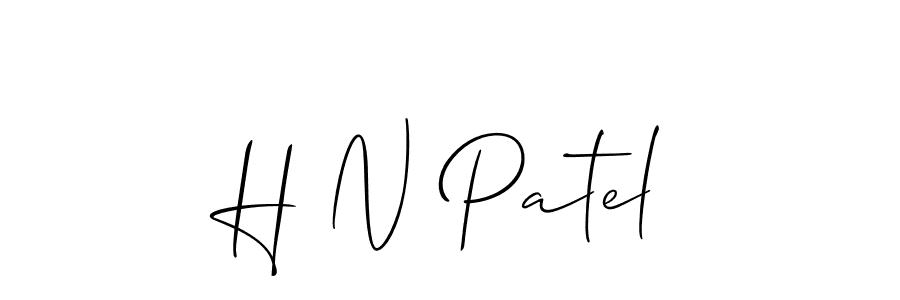 The best way (Allison_Script) to make a short signature is to pick only two or three words in your name. The name H N Patel include a total of six letters. For converting this name. H N Patel signature style 2 images and pictures png