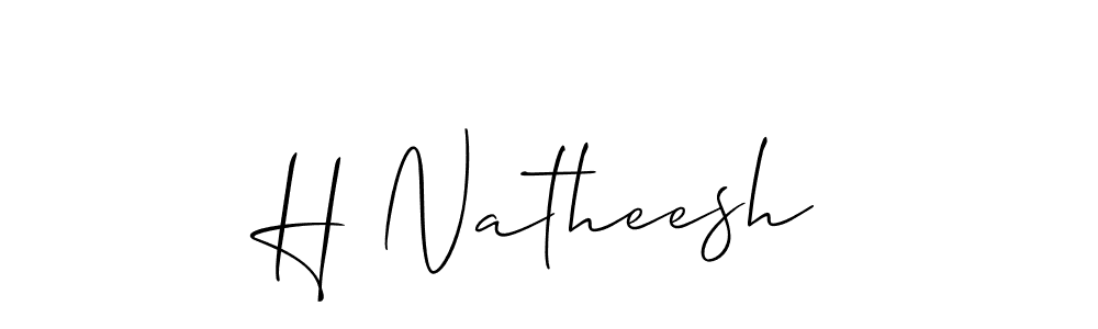 The best way (Allison_Script) to make a short signature is to pick only two or three words in your name. The name H Natheesh include a total of six letters. For converting this name. H Natheesh signature style 2 images and pictures png