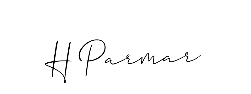 The best way (Allison_Script) to make a short signature is to pick only two or three words in your name. The name H Parmar include a total of six letters. For converting this name. H Parmar signature style 2 images and pictures png