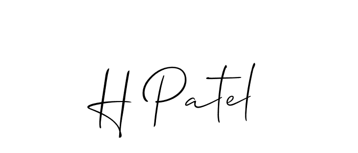 Use a signature maker to create a handwritten signature online. With this signature software, you can design (Allison_Script) your own signature for name H Patel. H Patel signature style 2 images and pictures png