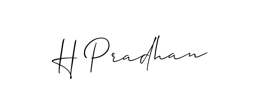 How to make H Pradhan name signature. Use Allison_Script style for creating short signs online. This is the latest handwritten sign. H Pradhan signature style 2 images and pictures png