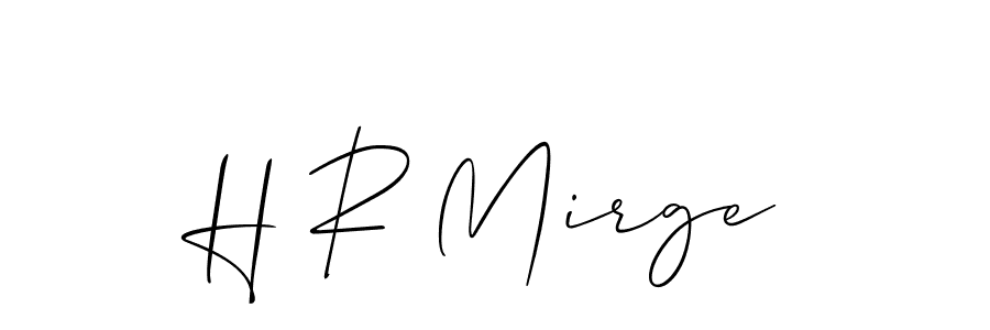 How to make H R Mirge name signature. Use Allison_Script style for creating short signs online. This is the latest handwritten sign. H R Mirge signature style 2 images and pictures png