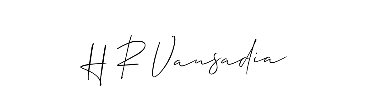 You should practise on your own different ways (Allison_Script) to write your name (H R Vansadia) in signature. don't let someone else do it for you. H R Vansadia signature style 2 images and pictures png