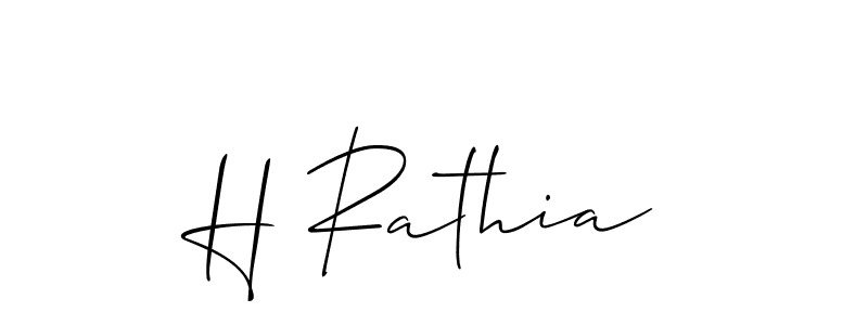 How to make H Rathia name signature. Use Allison_Script style for creating short signs online. This is the latest handwritten sign. H Rathia signature style 2 images and pictures png