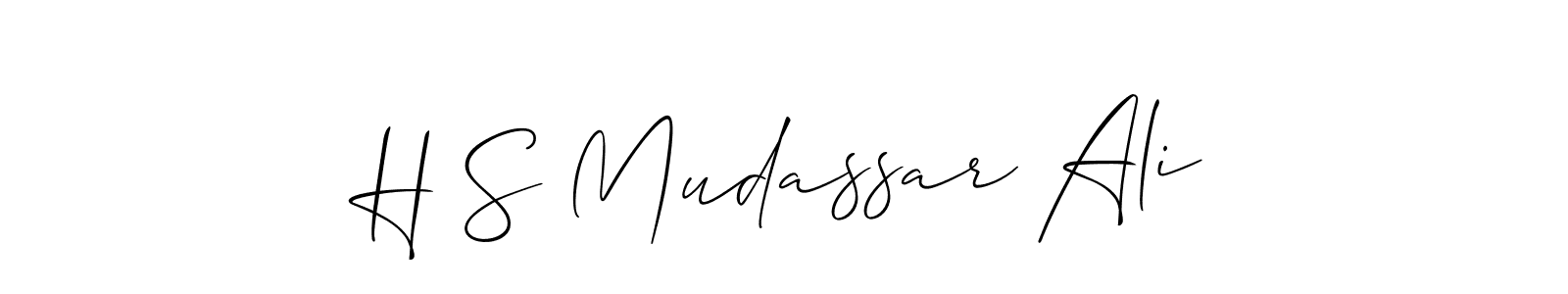 Use a signature maker to create a handwritten signature online. With this signature software, you can design (Allison_Script) your own signature for name H S Mudassar Ali. H S Mudassar Ali signature style 2 images and pictures png