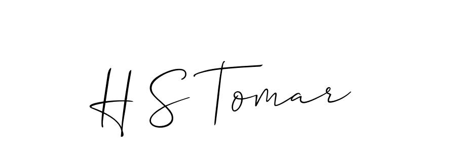 How to make H S Tomar name signature. Use Allison_Script style for creating short signs online. This is the latest handwritten sign. H S Tomar signature style 2 images and pictures png