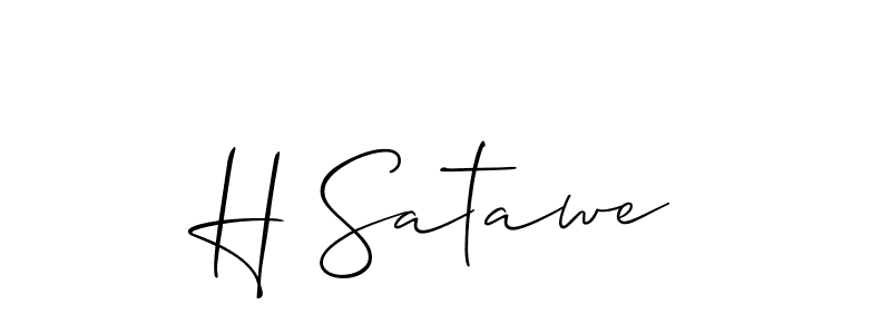 The best way (Allison_Script) to make a short signature is to pick only two or three words in your name. The name H Satawe include a total of six letters. For converting this name. H Satawe signature style 2 images and pictures png