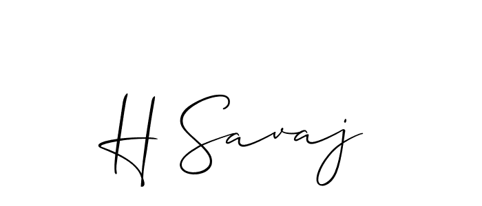 The best way (Allison_Script) to make a short signature is to pick only two or three words in your name. The name H Savaj include a total of six letters. For converting this name. H Savaj signature style 2 images and pictures png