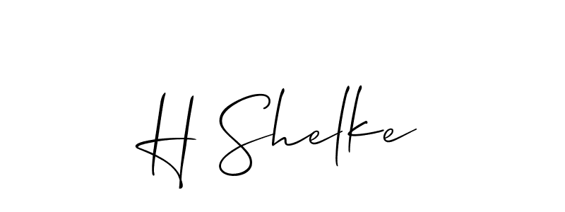 The best way (Allison_Script) to make a short signature is to pick only two or three words in your name. The name H Shelke include a total of six letters. For converting this name. H Shelke signature style 2 images and pictures png