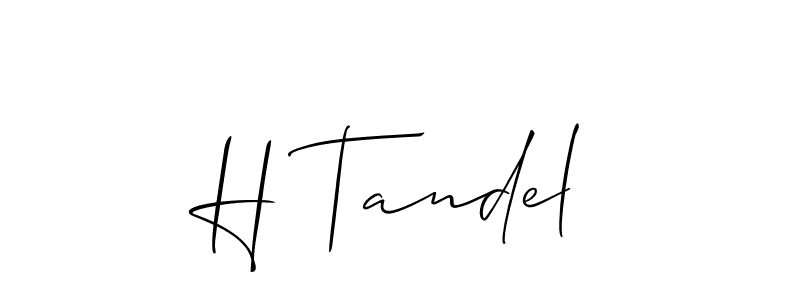 The best way (Allison_Script) to make a short signature is to pick only two or three words in your name. The name H Tandel include a total of six letters. For converting this name. H Tandel signature style 2 images and pictures png