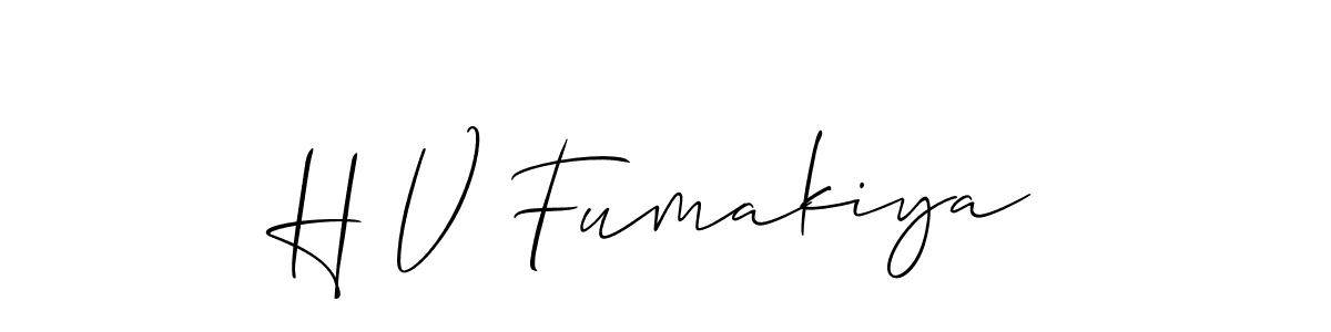 You should practise on your own different ways (Allison_Script) to write your name (H V Fumakiya) in signature. don't let someone else do it for you. H V Fumakiya signature style 2 images and pictures png