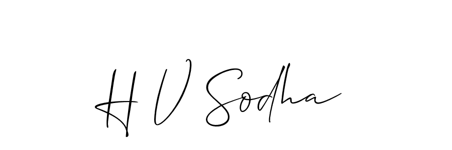 Allison_Script is a professional signature style that is perfect for those who want to add a touch of class to their signature. It is also a great choice for those who want to make their signature more unique. Get H V Sodha name to fancy signature for free. H V Sodha signature style 2 images and pictures png