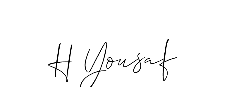 The best way (Allison_Script) to make a short signature is to pick only two or three words in your name. The name H Yousaf include a total of six letters. For converting this name. H Yousaf signature style 2 images and pictures png