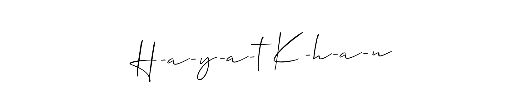 This is the best signature style for the H-a-y-a-t K-h-a-n name. Also you like these signature font (Allison_Script). Mix name signature. H-a-y-a-t K-h-a-n signature style 2 images and pictures png