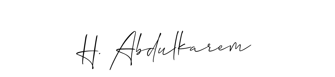 The best way (Allison_Script) to make a short signature is to pick only two or three words in your name. The name H. Abdulkarem include a total of six letters. For converting this name. H. Abdulkarem signature style 2 images and pictures png