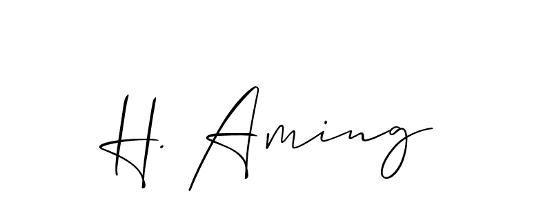 if you are searching for the best signature style for your name H. Aming. so please give up your signature search. here we have designed multiple signature styles  using Allison_Script. H. Aming signature style 2 images and pictures png